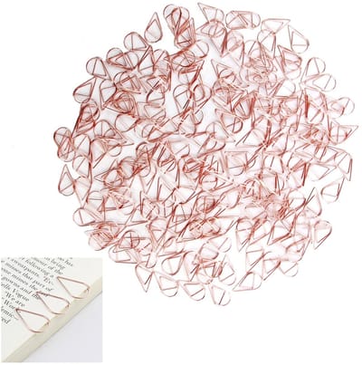 Dailygoods- Papierklemmen 200 stuks - Roségouden Klemmen - Waterdruppelvorm - Robuust Metaal - Stijlvol voor Kantoor en School - Paperclips