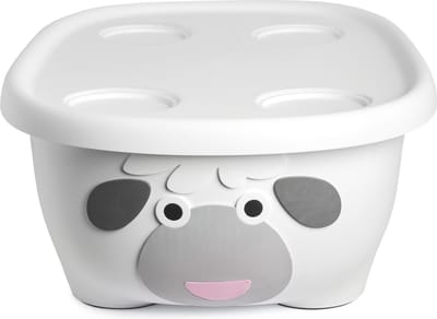 Prince Lionheart Tubimal® Met Hangmat | Baby & Peuter Badje | Opbergruimte Met Deksel | Stapelbaar | Herbruikbaar - Wit Schaap