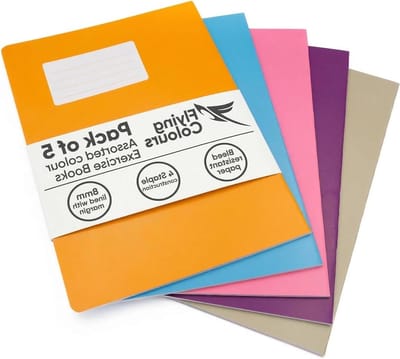 SnelShoppen - 5x A4 Schriften Gelinieerd 8 mm in Crème, Paars, Roze, Blauw en Oranje - Schrijfboeken voor Thuis en School - Perfect voor Notities, Hui