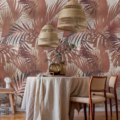 Fotobehang Profhome 391802-GU vliesbehang hardvinyl warmdruk in reliëf glad in jungle stijl mat bruin roodbruin bazaltgrijs 1,59 m x 2,8 m