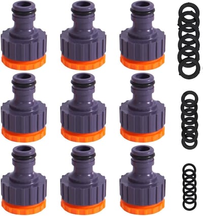 Famanu 1/2 "en 3/4" 2in1 Plastic Outdoor Graden Slang Tap Connector Schroefdraad Kraan 12 pack, Tuinslang Outdoor Tap Connector, (wordt geleverd met 18 stks Vervangen Afdichtingen Washers)