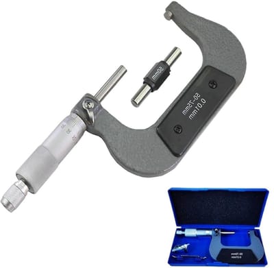 Gereedschapsset Micrometer - Meetgereedschap Set - Precisie Metingen - Vier Bereiken - 0-100 mm - Metaal