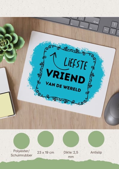 Akyol - liefste vriend van de wereld Muismat - Vriend/vriendin - de liefste vriend - valentijnsdag - verjaardag - cadeautje voor vriendje - kado - geschenk - 23 bij 19 cm