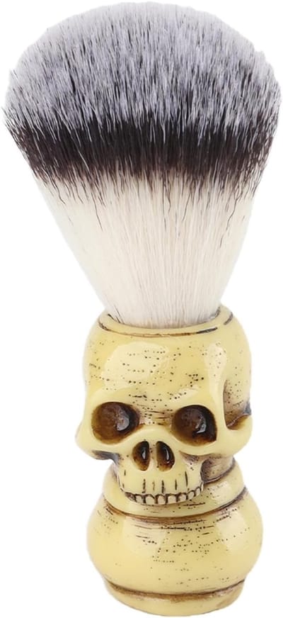Handgemaakte scheerkwast met schedelvormige handgreep voor de beste natte scheerbeurt, ideaal voor mannen, verzorging en scheeraccessoires