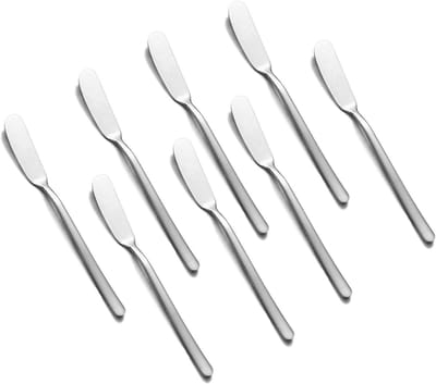 8 stuks Botermesjes Set - botermesjes - 410 roestvrijstalen botermes - Smeermessen - Ontbijtbroodkaasmes - Kaasbotermes - botermes voor sandwiches - voor kaas, jam, marmelade en desserts - Zilver