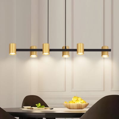 NETTLIFE Hanglamp GU10 - zwart goud - 6-Lichts - Moderne eettafellamp hangend - Metaal - voor Eetkamer | Keuken | woonkamer - Zonder Lichtborn