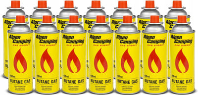 Alpen Camping - Set van 14 stuks - Gaspatroon 400 ml | Certificaat: Pi 0875 | EN417 compliant, isobutaan, werkbereik -10 ° C tot + 40 ° C, IK004