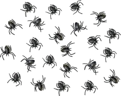 PartyDeco Horror/Halloween griezel spinnetjes - 20x - kunststof - zwart - 3 cm