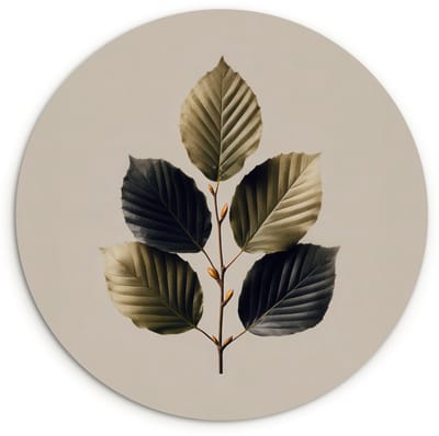 WallCircle® Wandcirkel 120x120 cm - Muurcirkel Beukenbladeren - Bruin - Groen - neutraal - Muurdecoratie woonkamer - Wanddecoratie slaapkamer - Kamer decoratie accessoires - Ronde schilderijen XXL