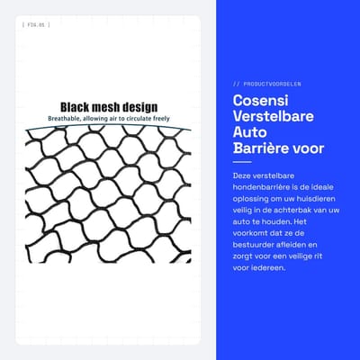 Dailygoods- Barrière 120x70 cm - Verstelbaar - Veiligheidsnet - Hondenisolatie - Kofferbakbeveiliging - Lichtgewicht en opvouwbaar - Hondennet