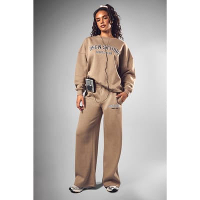 boohoo Dames DSGN Studio Applique Jogger met rechte pijpen | Stone | Maat: 2XL
