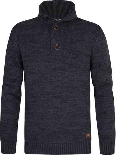 Petrol Industries Heren Trui - Gebreide Trui - Regular Fit - Opstaande Kraag - Katoen - Truien - Pullover - Blauw - Maat XXXL