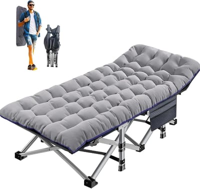 Opvouwbaar campingbed - Gastenbed matras - Buiten slapen - Dubbellaags polyester - 190 x 71 cm - Ashen grijs
