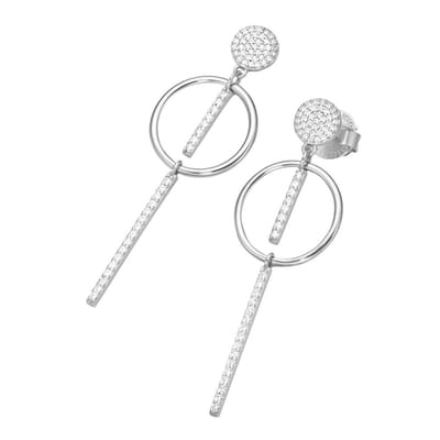 Giorgio Martello gerhodineerd sterling zilver 5 cm lange oorknopjes, -stekers met briljant geslepen zirkonia's