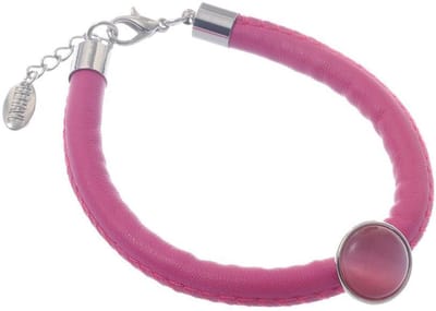 Behave - Armband - roze imitatieleer met steentje - speelse zomertrend