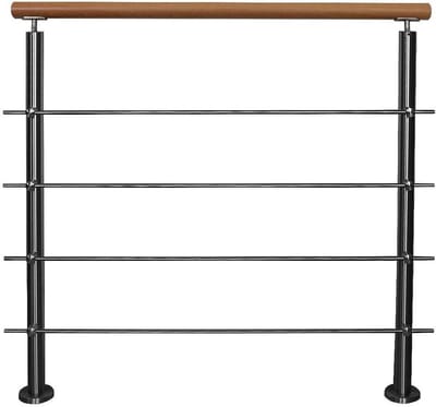 Roestvrijstalen Leuning - Trap Reling - Veiligheid Binnen - Beuken Houten Handgreep - 12 meter - Roestvrij Staal