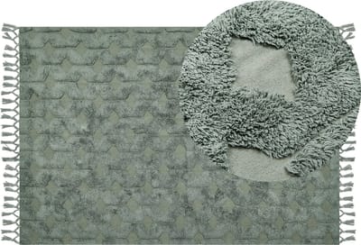 KARS - Laagpolig vloerkleed - Groen - 160 x 230 cm - Katoen