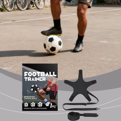 Entraîneur de Football, Entraîneur de Jonglage au Pied, Sangle de Poignet Réglable Rebond Automatique Outil d'Entraînement au Football, Améliorer le Ballon black