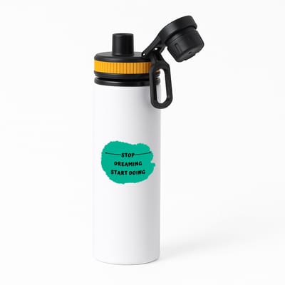 Hacebo® - stop dreaming start doing waterfles met draaidop oranje - Dromen - mensen die motivatie nodig hebben - quotes - verjaardag - cadeau - kado - geschenk - water fles - 850ML