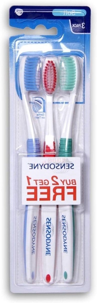 Tandenborstel - Mondverzorging - Dagelijkse reiniging - Speciaal voor gevoelige tanden - 3 stuks - Blauw