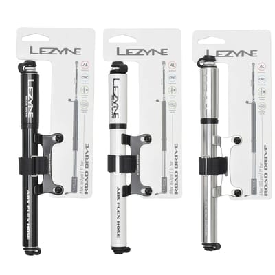 Lezyne Road Drive - Handpomp - Fietspomp - ABS Road Flex Hose - Tot 11 bar - Presta ventiel - Inclusief CNC aluminium frame mount - Aluminium - Maat M - Zwart