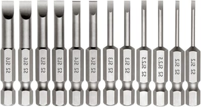 12-delige Magnetische Sleufschroevendraaier Bit Set met 1/4 Inch Hex Shank en 6.5cm Lengte, Geschikt voor Impact Drivers en Power Drills, Inclusief SL2/2.5/3/4/5/6 Bits