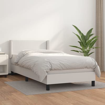 vidaXL - Boxspring - met - matras - kunstleer - wit - 100x200 - cm