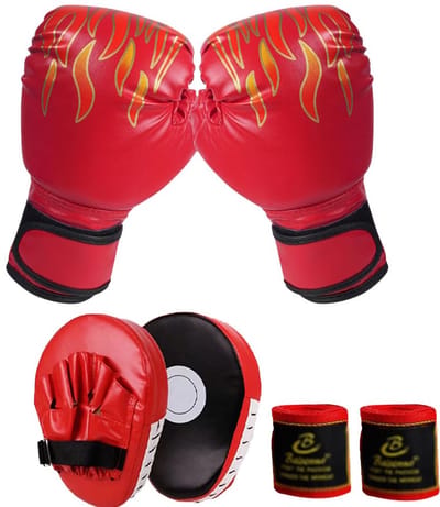 Unyqoos® Kindvriendelijke bokshandschoenen set met pads en handwikkels voor sportieve training