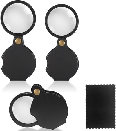BRENZOOS - Vergrootglas Set van 3 Stuks - Inklapbare Zakloep met Reinigingsdoekjes