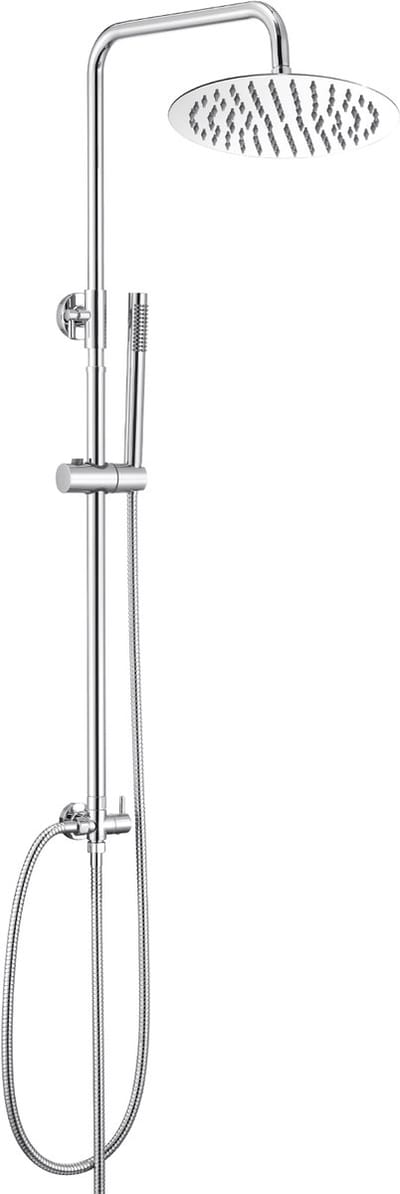 DERW Max Douche Set - Douchesysteem met Omstelling voor Wandmontage - Regendouche en Handdouche - Verstelbare Hoogte 72-110 cm - Waterbesparend - Chroom