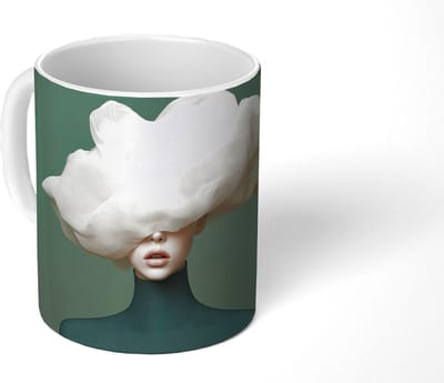 Mok - Koffiemok - Hoed - Vrouw - Beige - Mokken - 350 ML - Beker - Koffiemokken - Theemok