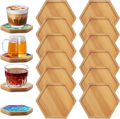 Set van 12 Houten Coasters van Bamboe - Mosaïek Coasters voor DIY Creaties en Drankjes - Ideaal voor Koffie en Thee
