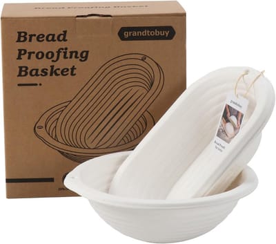 Set van 2 Zuurdesem Bewijsmanden 10" Rond en 11" Ovaal voor Perfect Brood Bakken