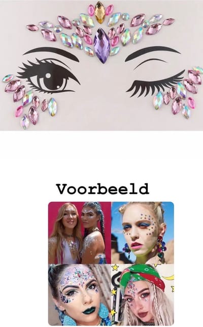 Akyol - Roze Gezichtsjuwelen – gezichtsteentjes - gezicht glitters - body glitter – carnaval- plak diamantjes- diamantjes voor gezicht - bohemian feest - bohemian – festival – gezichtsdecoratie – feest – decoratie - glitter body - glitter