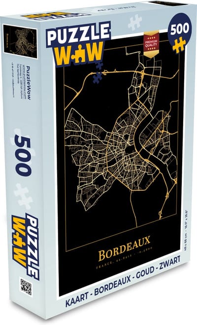 Puzzel Kaart - Bordeaux - Goud - Zwart - Legpuzzel - Puzzel 500 stukjes