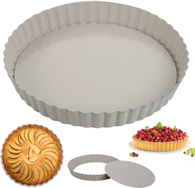 Kinghoff 1969 - Taartvorm met uitneembare bodem - Ø25 cm - koolstofstaal - gemarmerde antiaanbaklaag - beige