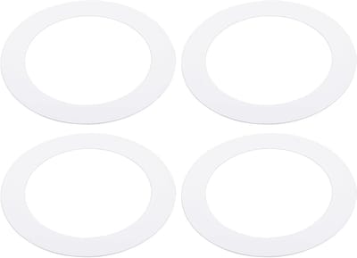 Metaalafwerkingsring voor inbouwverlichting, 4 stuks, buitenmaat 105 mm, binnenmaat 76 mm, matte witte afwerking, ideaal voor moderne interieurs.
