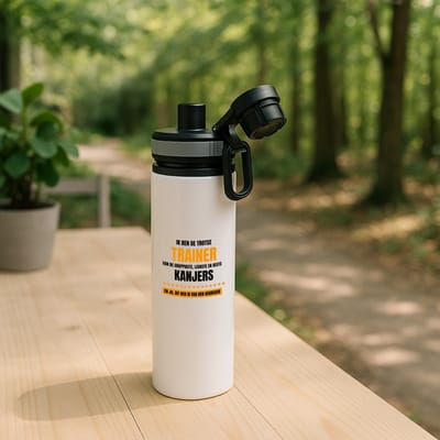 Hacebo® - Trotse trainer waterfles met draaidop grijs - Trainer - een trainer - sport - verjaardagscadeau - cadeau voor trainer - water fles - 850ML