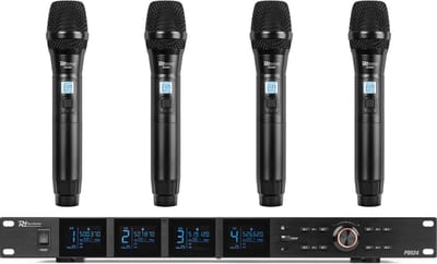 Power Dynamics PD524 UHF draadloos microfoonsysteem met 4 microfoons