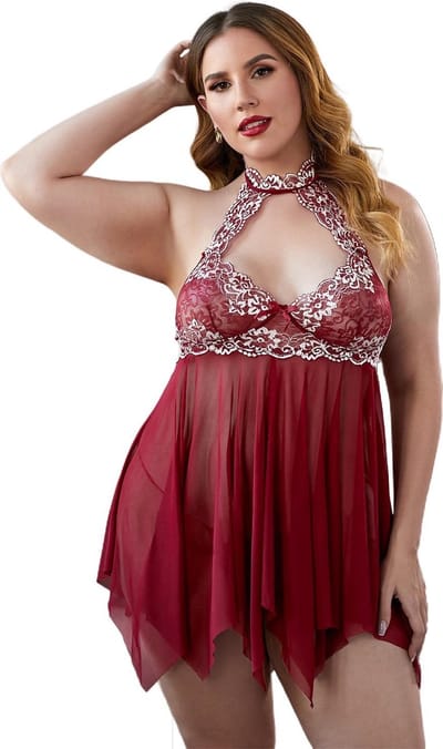 Babydoll Rood  Daisies  Plussize 5XL