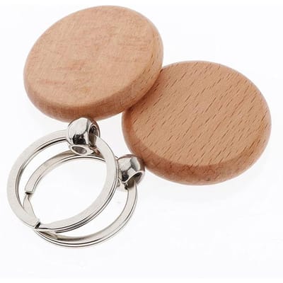 10 Pièces Porte-clés Ronds en Bois Vierge Étiquettes Porte-clés en Bois à Peindre Porte-clés Personnalisés Étiquettes Carillon Éolien DIY Artisanat Clé