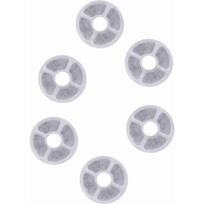 Vervangende koolstoffilters voor huisdierwaterfontein, 6 stuks filters voor 2L bloem kattenfontein white