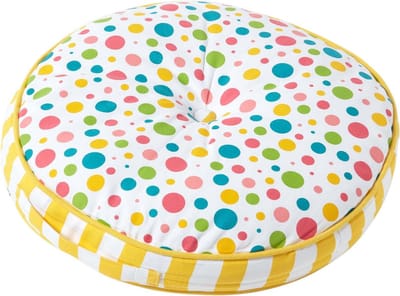 Homescapes kindervloerkussen rond 100% katoen met polyester vulling kleurrijke stippen Ø 43 cm