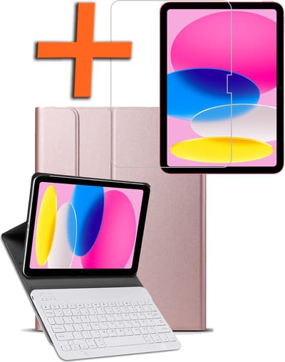 Hoesje - Geschikt voor Apple iPad 10 (2022) - 10.9 inch - 10e Generatie - Met Screenprotector - Keyboard Book Cover - Toetsenbord Case - Hoes - Rosé goud
