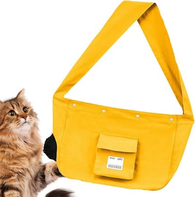 Huisdier Draagtas - Katten Reistas - Veilig Vervoer - Ademend Canvas - L 25 x B 18 cm - Geel