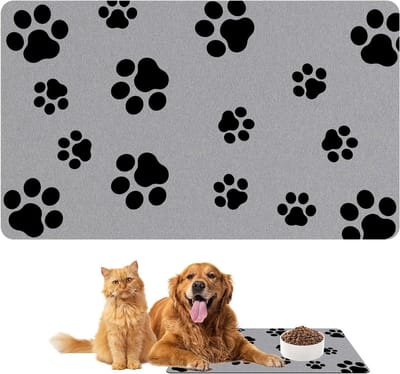 Allecto Plus - Super absorberende voerbakmat 30x50 cm voor hond en kat - Anti-slip en sneldrogend - Huisdiervoer mat voor thuis en op kantoor