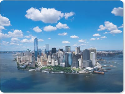 Muismat New York - Luchtfoto van Manhattan skyline bij New York muismat rubber - 23x19 cm - Muismat met foto