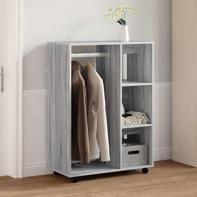 vidaXL - Kledingkast - 80x40x110 - cm - bewerkt - hout - grijs - sonoma - eikenkleurig