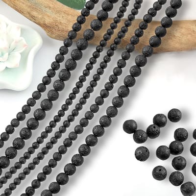 Dailygoods- Lavakralen Zwart - Natuursteenkralen - Gelukssteenkralen - Vulkaansteen - 420 Stuks - Hoogwaardige Kralen 4/6/8 mm