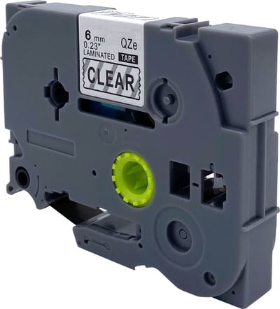 DULA Brother Compatible label tape- Tze-111 - 1 cassette - Brother P-Touch - Zwart op transparant - 6mm x 8m